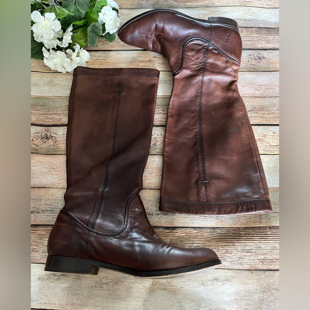 Frye Brown Cindy Slouch Leather Boots Women's Size 6
